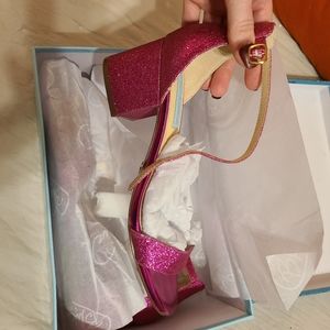 Betsey Johnson hot pink sparkly sandals